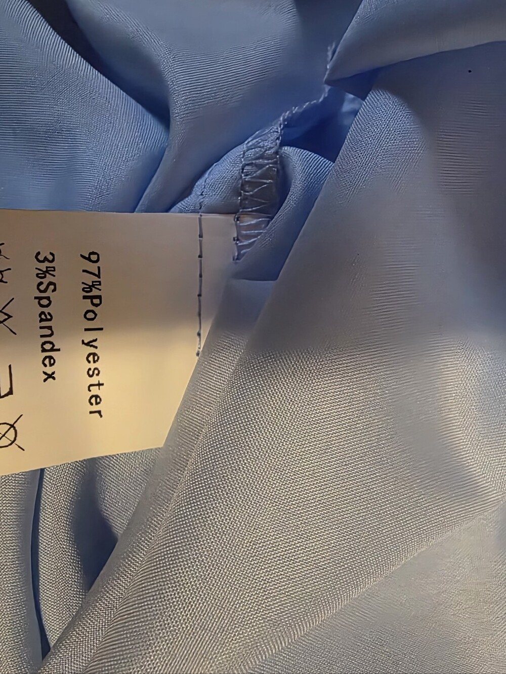 Light Blue Satin Puff Sleeve Square Neck Dress - Picture 6 of 6